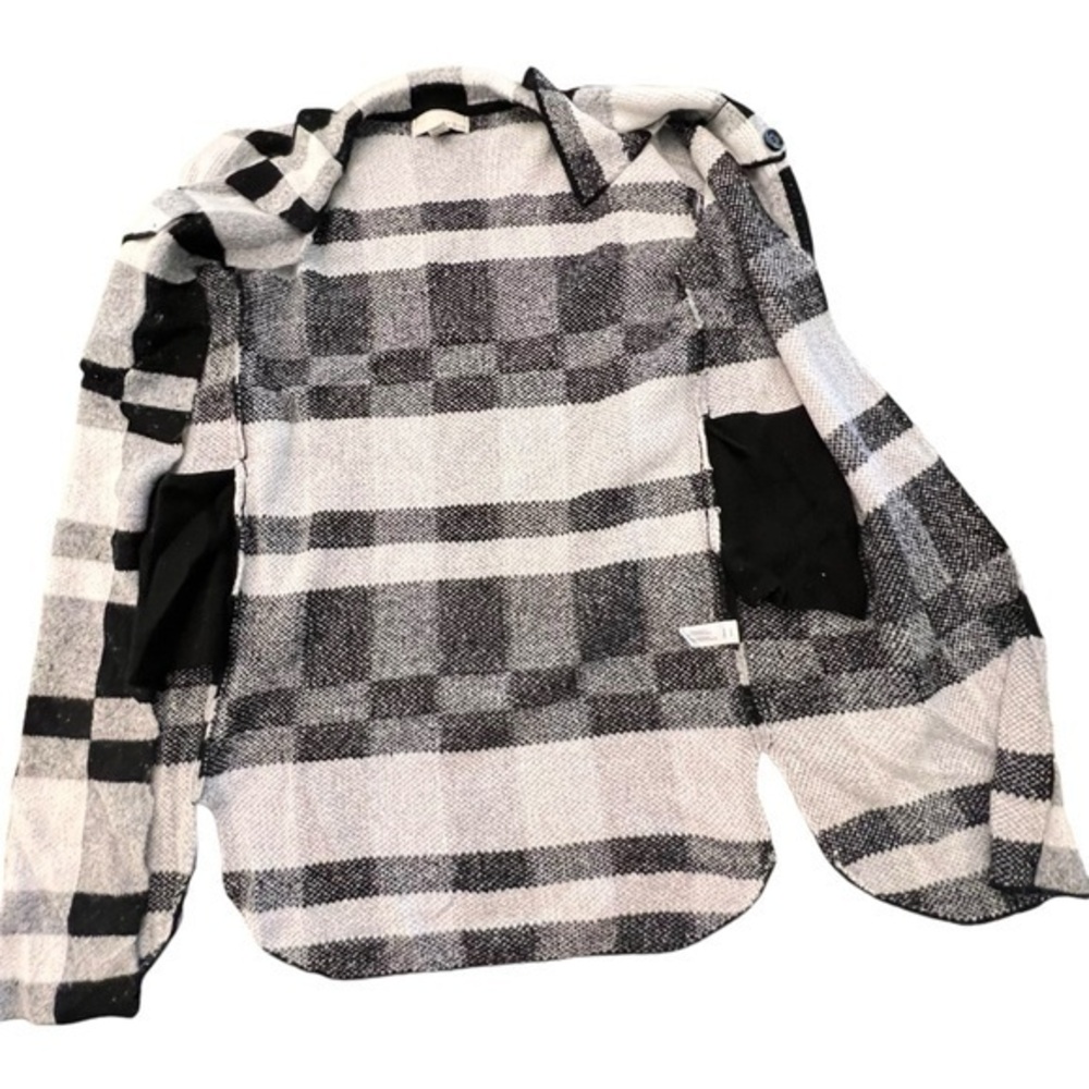 Buffalo Plaid Open Long Cardigan Sweater Black White Boho Cowgirl‎ Long Sleeve - Picture 6 of 14